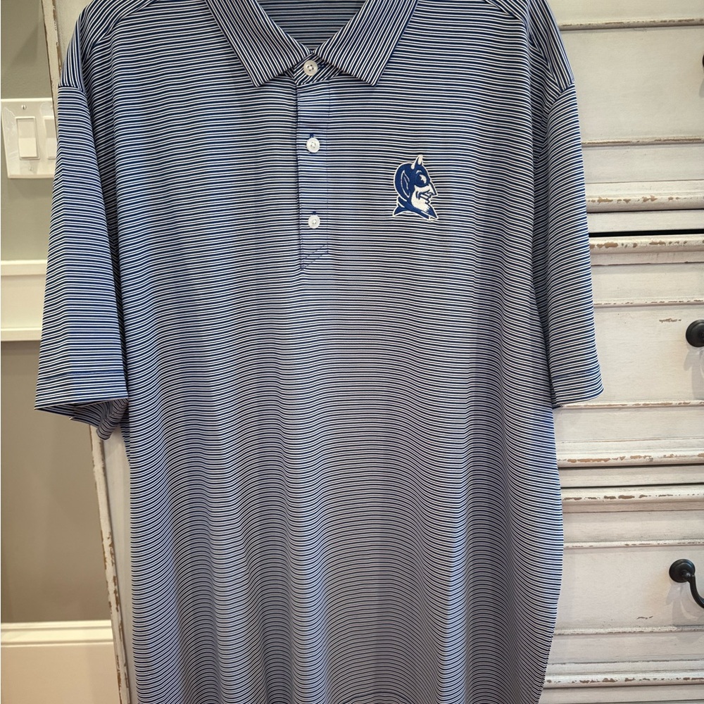 Cutter & Buck Blue Polo Shirt Performance Material Duke Fan Shirt NWOT
